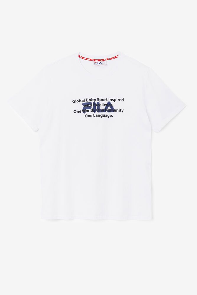 Fila Pepacton White T-Shirt Mens - NZ 52137-TRAN